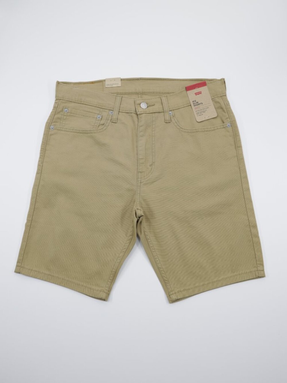 Levi's 412 Men's Comfortable Canvas Stretch Slim Fit Shorts Beige Size 36X9